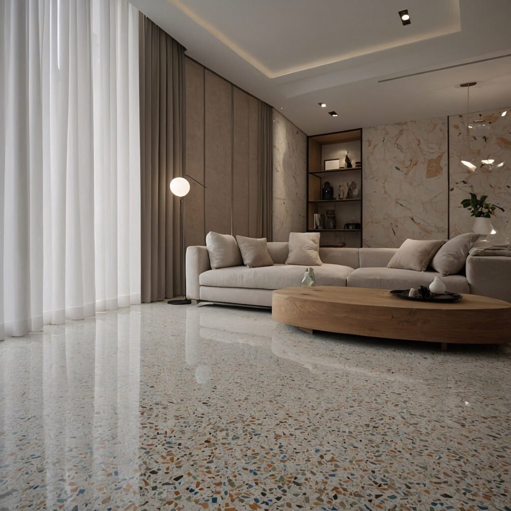 minimalist modern interior with porcelain tile terrazzo style clean floor design photo showcasing elegant modern decor and aesthetics premium image stock photo for home interior inspiration